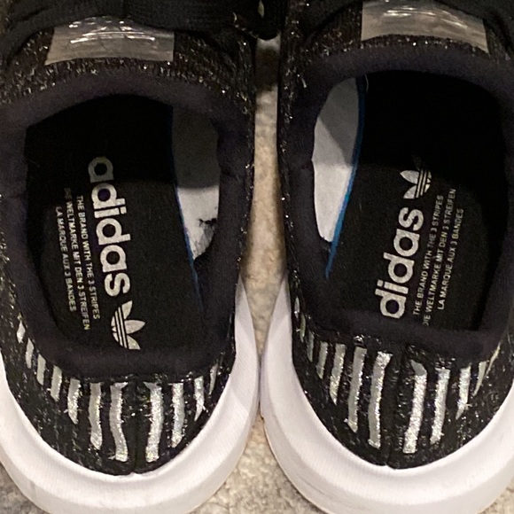 Adidas black/gray silver sparkles sneakers size 8 - Picture 3 of 5